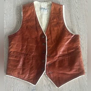 Vintage L.L. Bean 100% cowhide and wool western vest